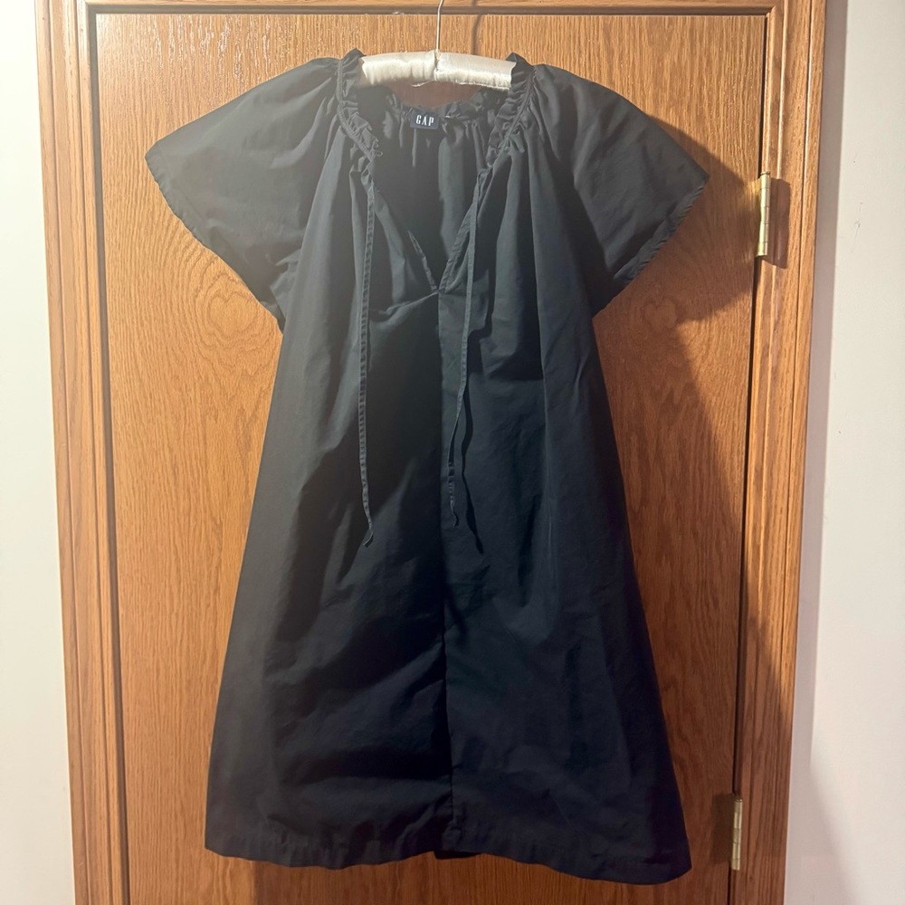 Gap Black Flutter Sleeve Mini Dress XL Pockets